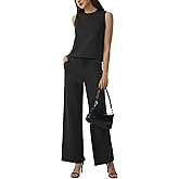 AFITNE Women's 2 Piece Lounge Set Air Essentials Outfits Sleeveless Tank Crop Top Wide Leg Sweatpants 2026 Tracksuit
