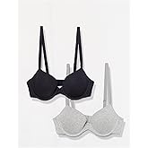 Amazon Essentials Women's Demi Cup Cotton Bra, Pack of 2
