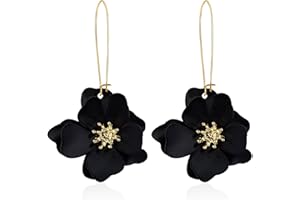 GUOXIAOMEI Bohemian Daisy Flower Matte Floral Long Petal Drop Dangle Earrings Layered Tiered for Women Girls Chic Boho Wedding Jewelry