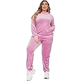 IN'VOLAND Plus Size Tracksuits Set for Women 2 Piece Outfits Active Hoodies Outfits Sports Wear Jogging Velour Tracksuit 1X