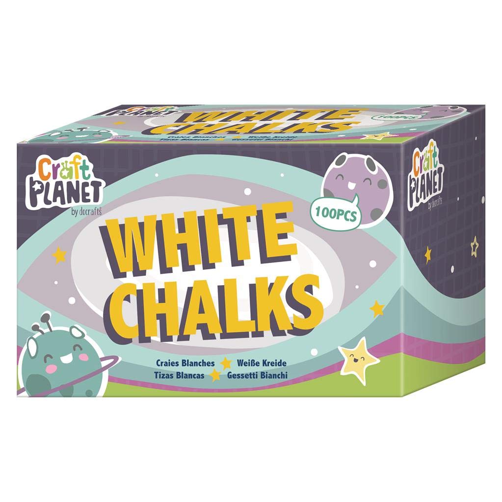 Craft Planet Standard Chalk, White, Pack Of 100, Art & Craft Fun For Kids, Drawing, Pavement, Playground, School, Home, Garden, Games, Paper, Art, Doodling