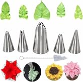 MDLJG 6 Pcs Leaf Piping Icing Nozzle, Cake Decorating Tube Tips Set, Leaves Stainless Steel Icing Piping Nozzles for Pastry Fondant DIy Baking Tools with Cleaning Brush (Leaf)