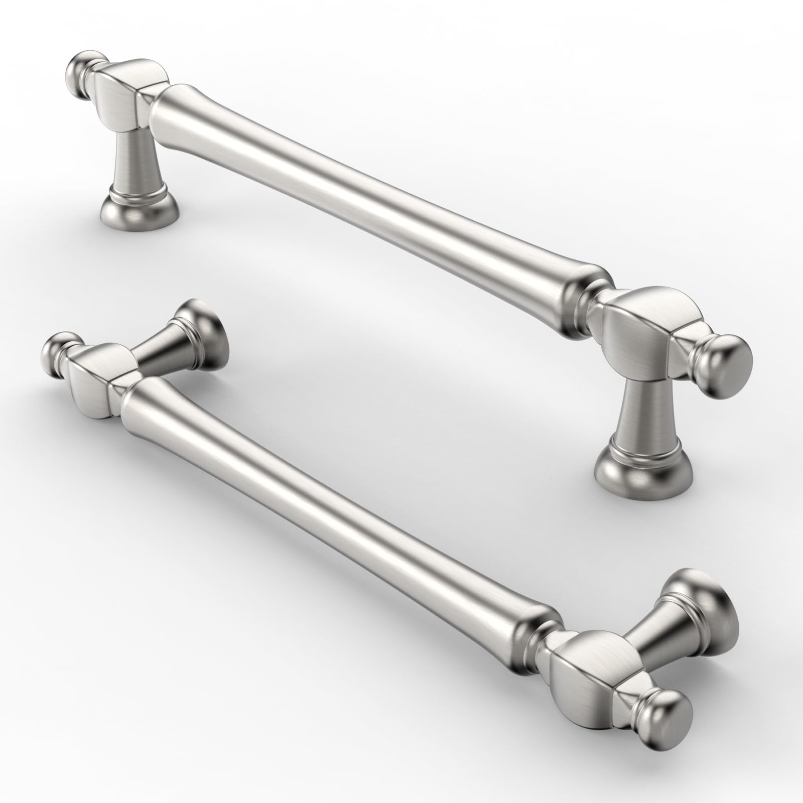 FURNIWARE Pack of 10 Vintage Cabinet Handles, 128mm (5 Inch) Hole Center Brushed Nickel Pulls for Kitchen Doors and Cupboards