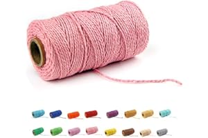 flipped (109 Yards/1.5mm/35 Colors Optional) Cotton Baker Twine DIY Craft Macramé Natural Cotton Rope Craft Making Knitting Cord String Rope DIY Wedding Decor Supply Christmas Wrapping(Pink)…