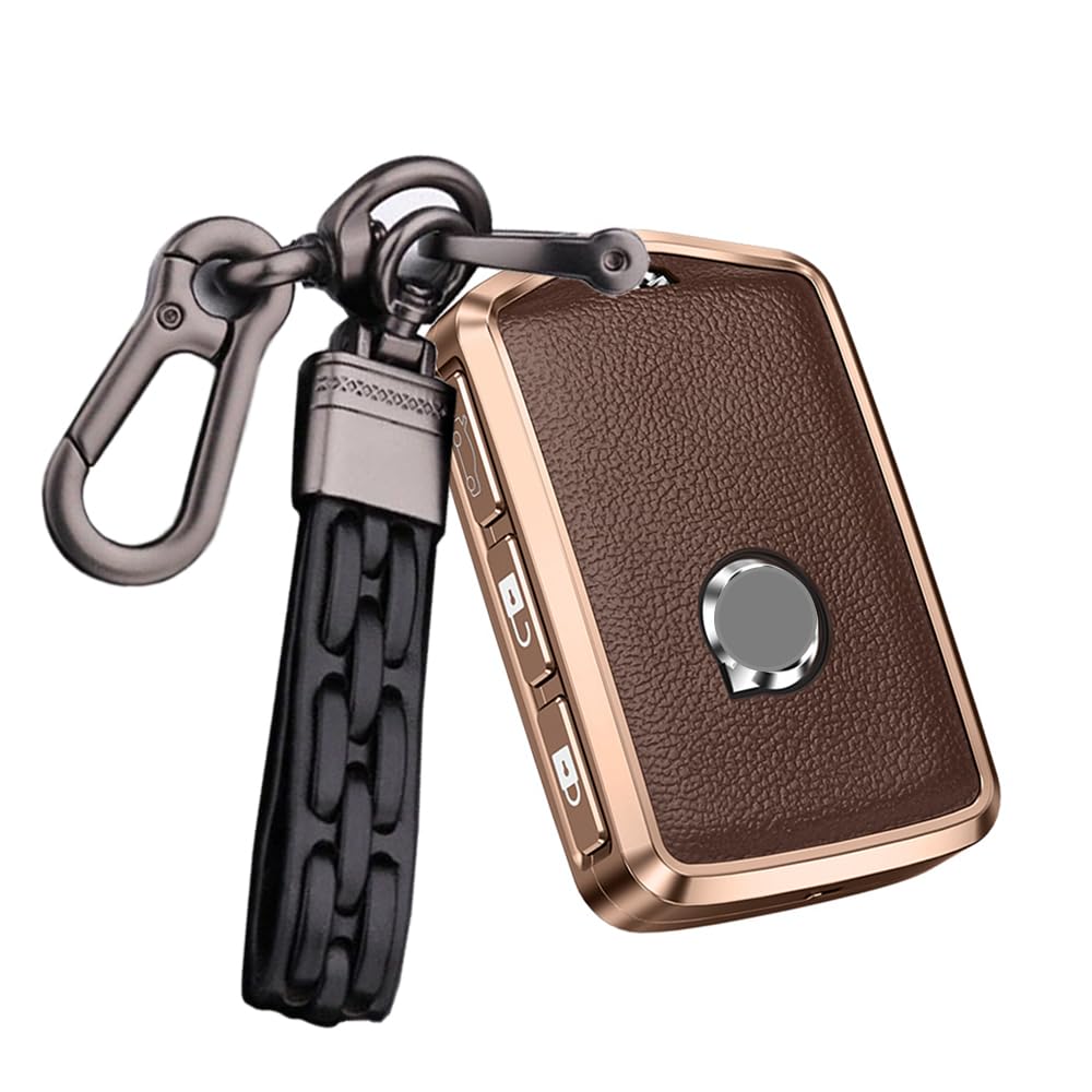 ontto Car Key Case Key Cover Fits for Volvo S60 S90 XC40 XC60 XC90 V60 V90 S60 S90 T5 T6 T8 Polestar 1 2 Remote Control Keychain Metal Leather Key Protection Case 4 Button-, B Brown