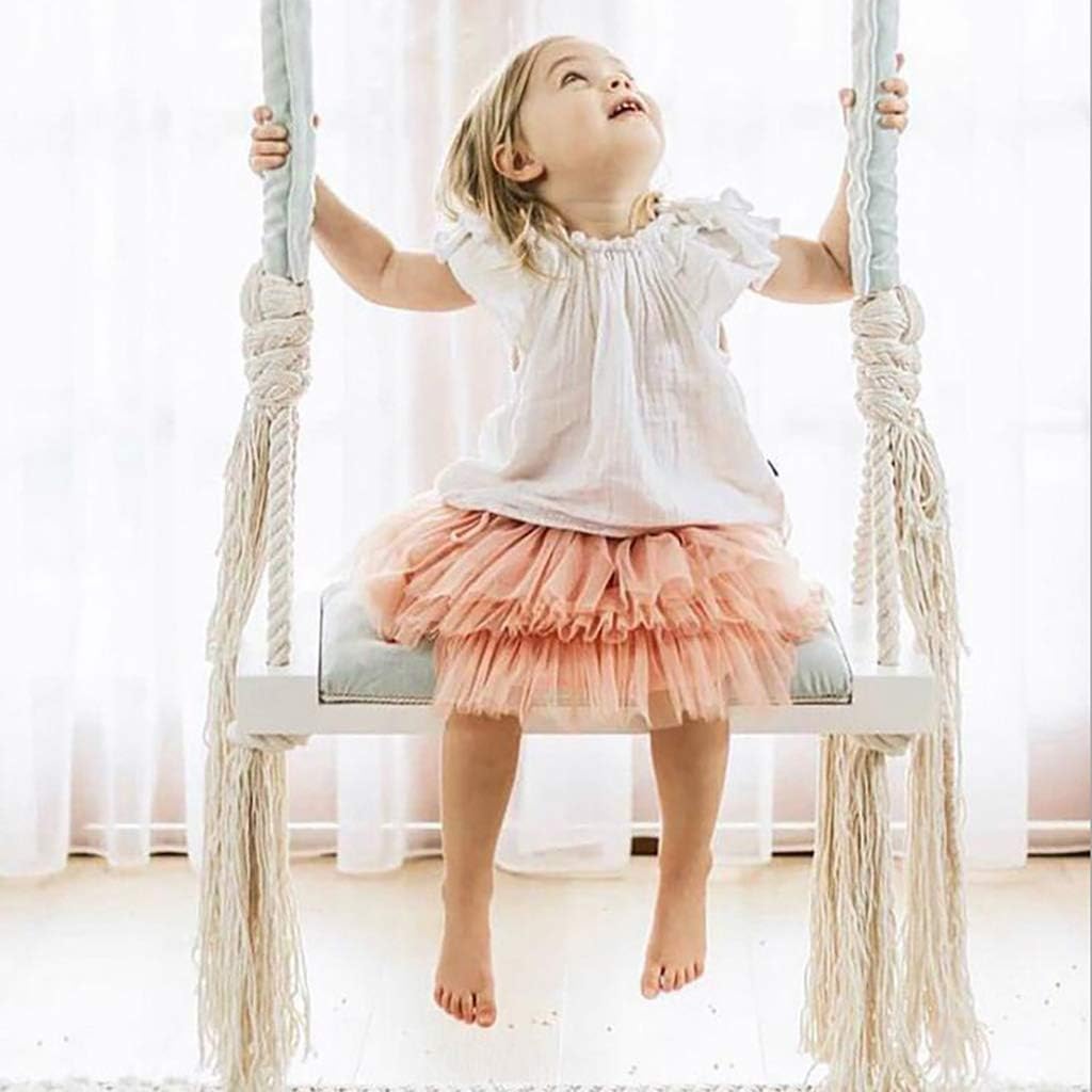 FCSFSF Wooden Toddler Swing Set,kids Swing Seat Outdoor & Indoor,children Tree Swing Chair With Soft Cushion Cotton Rope For Home Garden Blue 54x19.5x4cm(21x8x2inch)