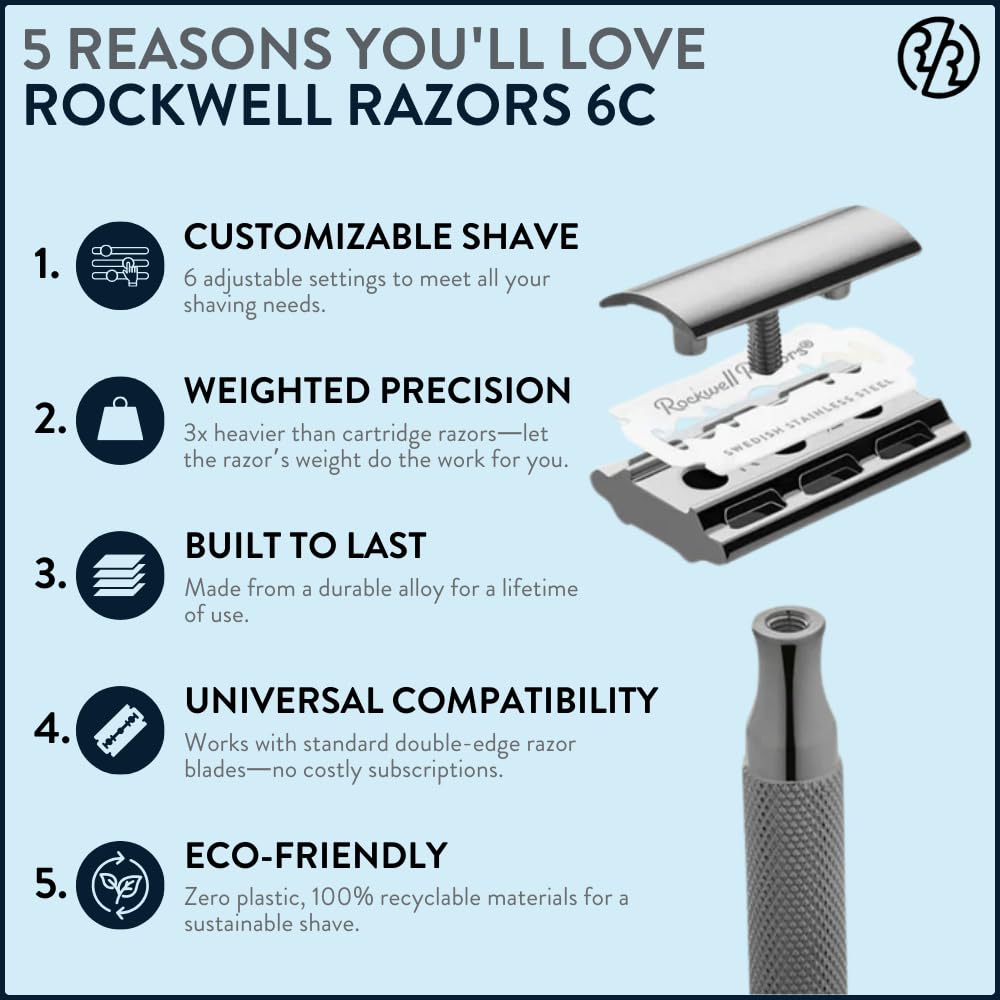 6 Guard Razor Mua ROCKWELL RAZORS 6C Gunmetal Chrome Safety Razor With 6 Adjustable ...