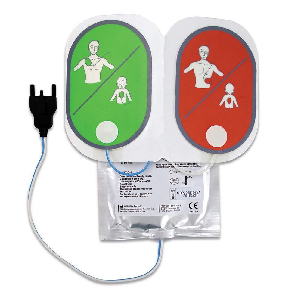 RELIANCE MEDICAL Mediana Pads for Both Adults and Pediatrics. Protective Outer Cover, Ready to Use Defibrillator Pads | Clear Instructions and Voice Prompt for Untrained.