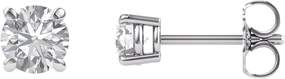 14K White 4.5mm Round Forever Brilliant Created Moissanite Earrings
