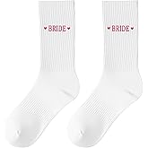 Xthrotsenk White Socks Bride Socks Bridal Gifts Bridal Party Sock Bride Accessories for Bachelorette Party, Wedding Gift, Engagement Gift (White)