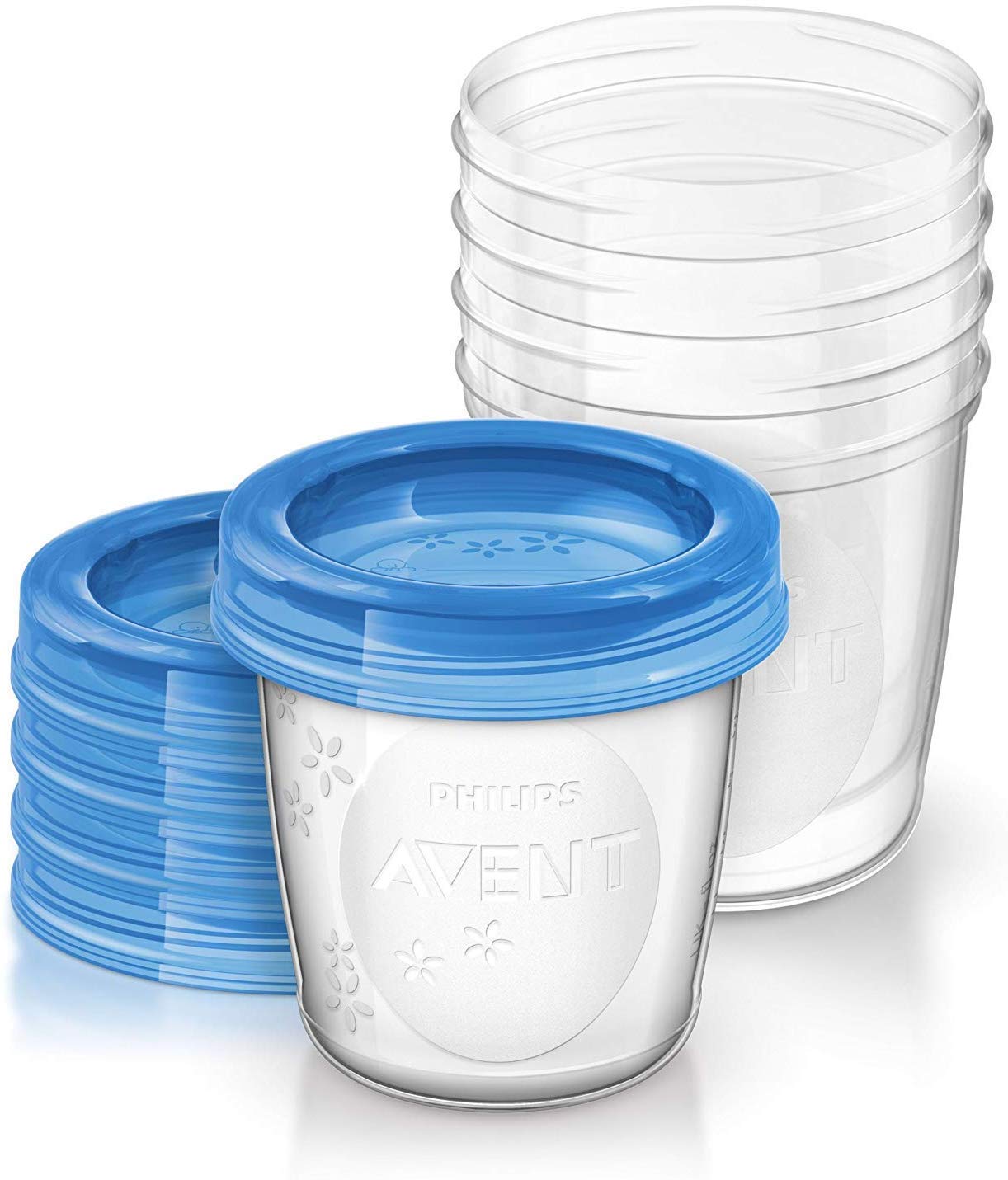 Philips Avent Aufbewahrungsbecher für Muttermilch, 5er Pack (5x 180 ml), SCF619/05, mit Schraubdeckel