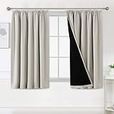 BellaHills 100% Blackout Curtains 66x54 Pencil Pleat Black Liner Pair