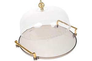AUTSUPPL Clear Plastic Cake Cover Dome with Round Serving Tray Reusable Food Display Plate with Lid for Cakes