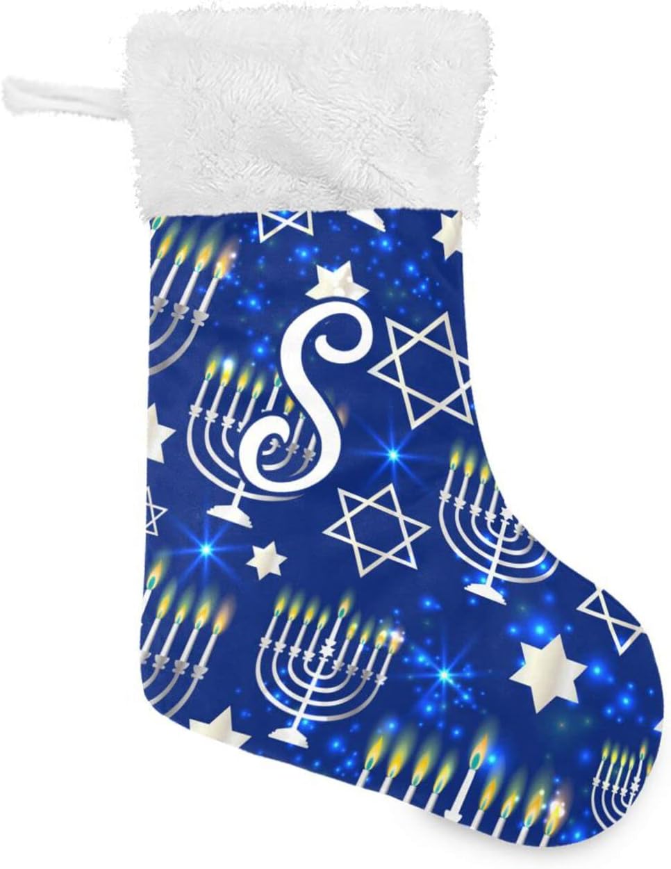 Stockings & Holders - DOMIKING Letter S Large Hanukkah Stockings 1 Pack 17.1 Inches Alphbat Fireplace Hanging Stocking Ornaments Xmas Decoration for Stairs Bed Mantle