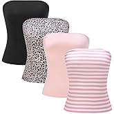 winkbay Women's 4pcs Strapless Bandeau Crop Tops Slim Fit Versatile Rave Top Set