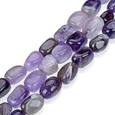 Adabele 15 Inch Natural Purple Amethyst Crystal Gemstone Tumbled Round Nugget Loose Beads 10mm-13mm Gem Stone Spacer for Craft Jewelry Making GZ4-9
