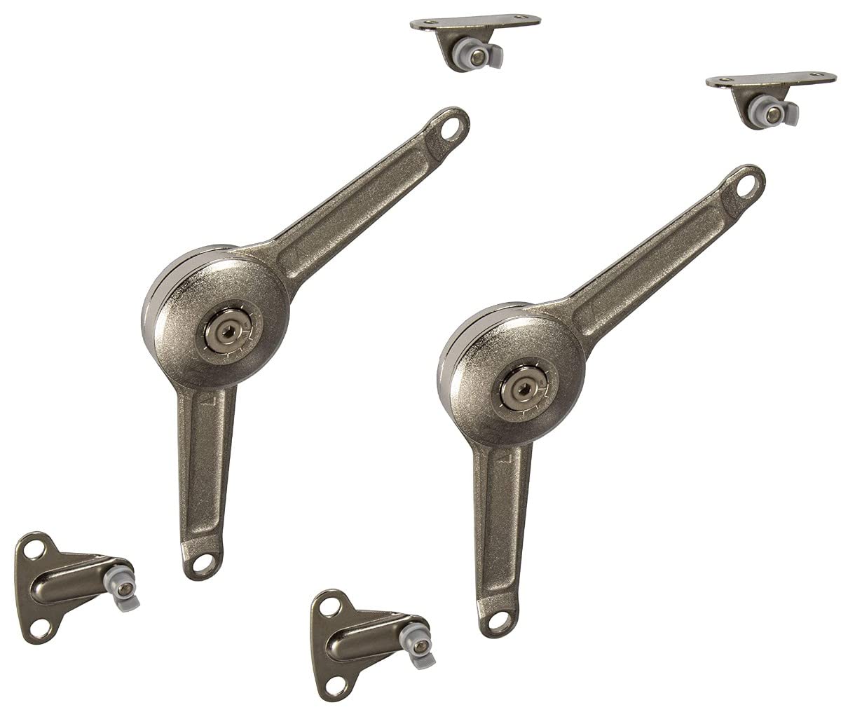 Gedotec Duo Flap Fitting - Adjustable for Flap Height: 200-700 mm, Nickel-Plated Steel, Silver, Modern Design Flap Support - Pack of 2