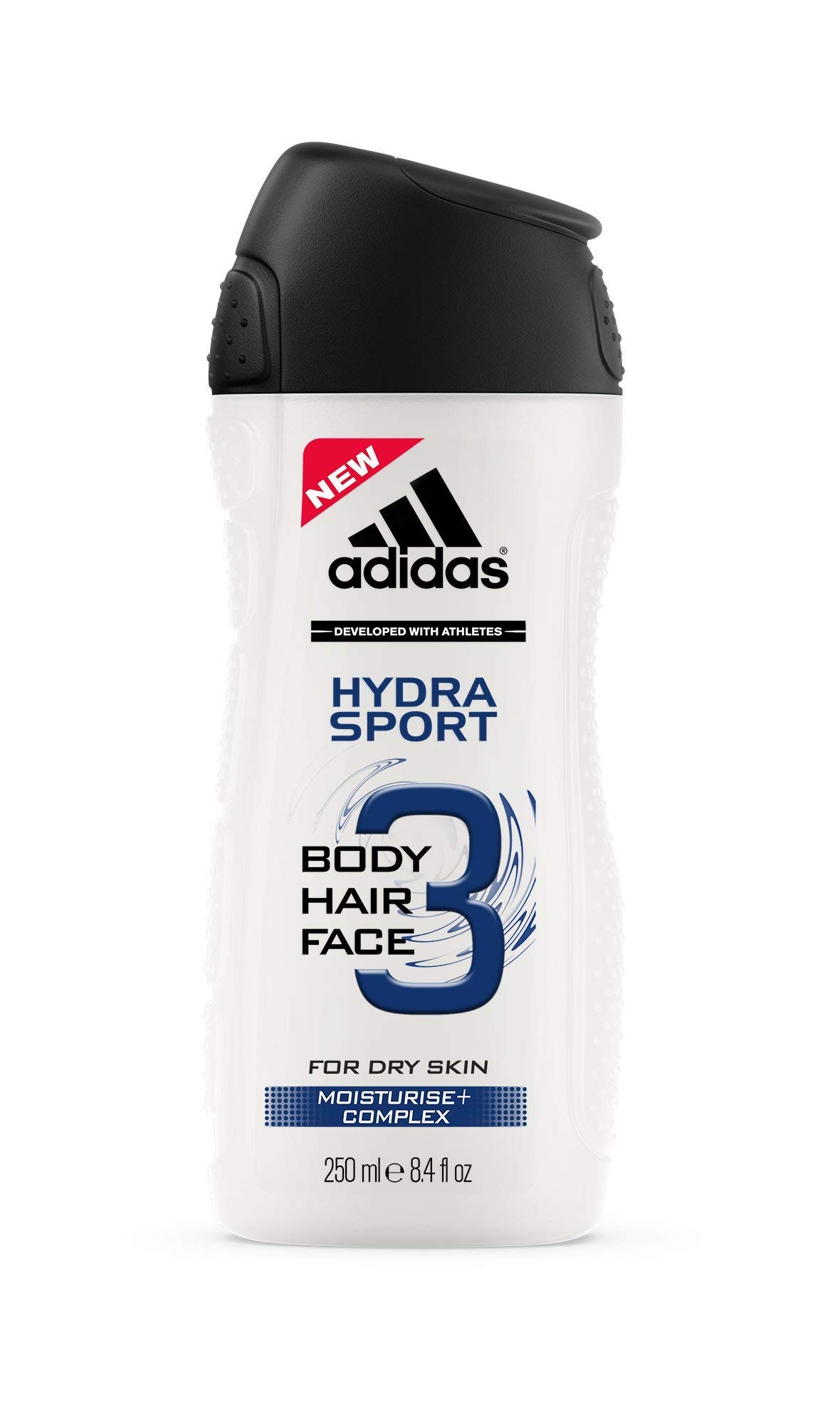adidas Hydra Sport Shower Gel for Men 3-in-1 - Gentle Cleansing of Body, Hair & Face - Specially for Dry Skin - 1 x 250 ml
