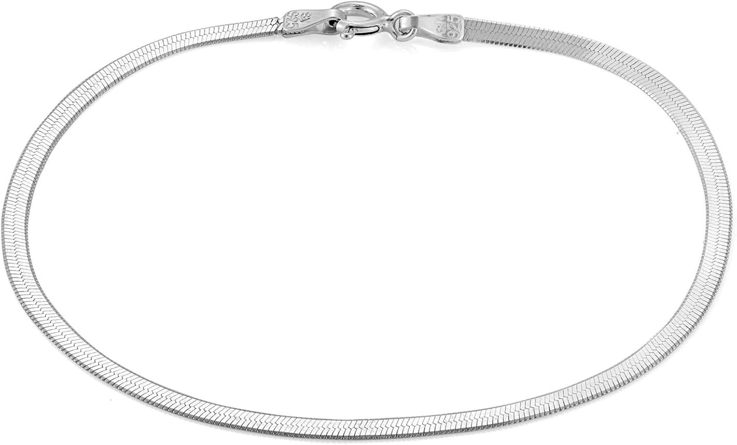 Silverly Women's .925 Sterling Silver 2 mm Plain Herringbone Flat Snake 