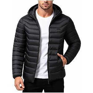 Lmlmigy Mens Packable Puffer Jacket Warm Winter Insulated Coat Parka | Everyday,Weekend Casual, Street Style,Commute,Evening,