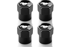 DEXBEXS Tire Valve Stem Caps for Ford Mustang Metal Car Wheel Air caps Auto Valve Stem Caps Accessories 4 Pack Black