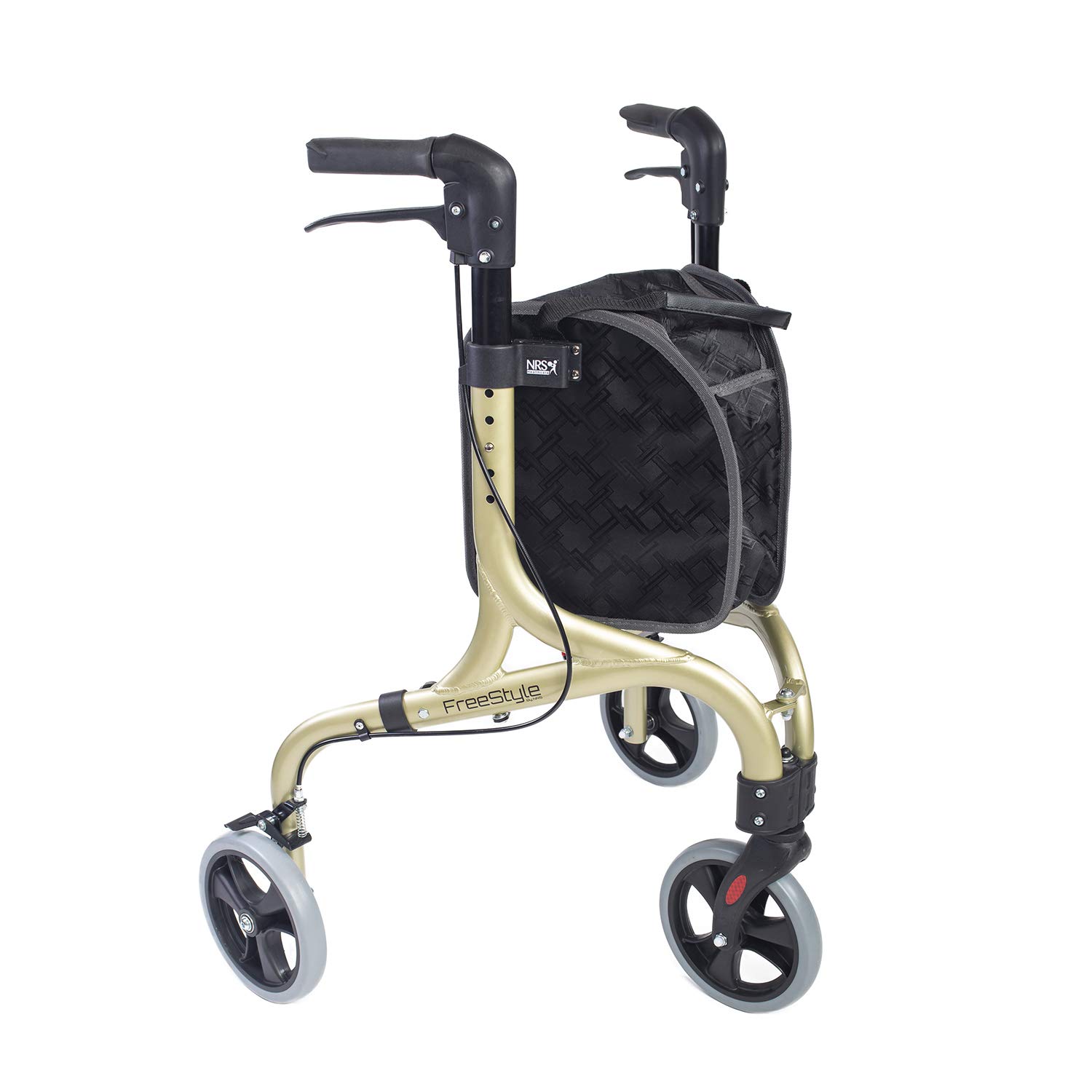 NRS Healthcare Freestyle 3 Wheel Rollator, Ultra Lightweight 5 kg (11lb) - Champagne Gold, P23049