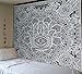 Exclusive Hamsa Hand Branded Tapestry for Goodluck by Raajsee, Gray Indian Mandala Wall Art, Black and White Tapestry, Hippie Wall Hanging, Bohemian Bedspread