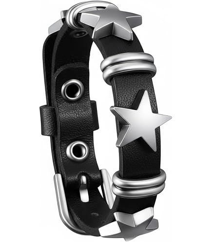Amazon.com: Punk Leather Studded Star Bracelet,Vintage Punk