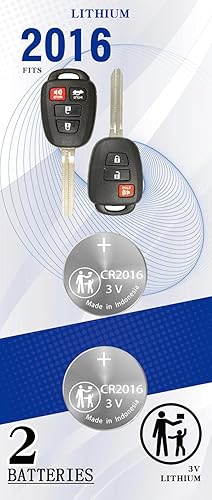 (2Pack) CR2016 Remote Key Fob Battery Replacement for Toyota???2013-2021 ...