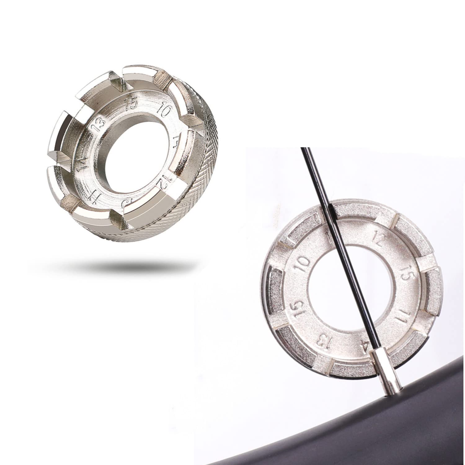GUANGJIA 2 Pieces Spoke Key Spanner Bicycle Spoke Tool 6 in 1 Wheel Rim Spanner for Truing and Repairing Cycling Wheels