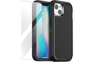 AICase for iPhone 14 Case with Glass Screen Protector, Heavy Duty Drop Protection Full Body Rugged Shockproof/Dust Proof 3-La
