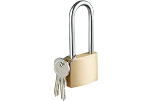 Guliffen Solid Brass Lock and Key,Pad Lock with 1-9/16 in. (40 mm) Wide Body, 2-1/2 in. Long Shackle Gate Padlock for Outdoor Fence， Sheds, Storage Unit, Gate, Toolbox,Trailer，Garages，1Pack