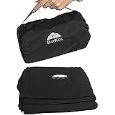 BlueHills Ultra Compact Travel Blanket Pillow in Portable Bag Case with Hand Luggage Belt & Backpack Clip Premium Cozy Soft Compact Pack Large Blanket for Airplane Flight Layover Black C003