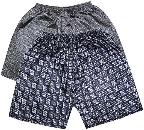 (Pack of 2) Mens Sleepwear - Silk Couture Boxer Shorts / Pajama Shorts M-L Multicolor