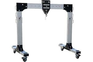 Aluminum Alloy Mobile Gantry Crane- Maximum Rated Load 2000KG/4409LBS- Beam Height 8.7~13.6 FT Length 9~14 FT- Portable Small