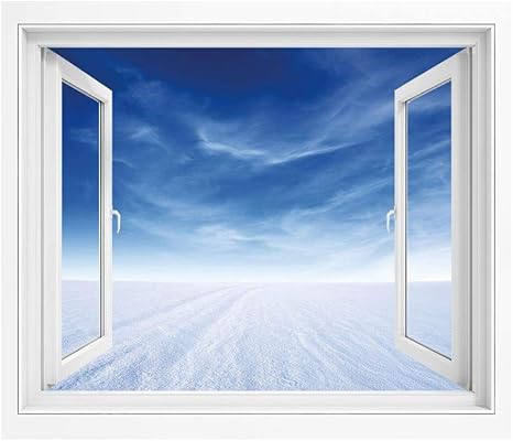 Amazon 空 窓ポスター リメイクシート 150x1 Cm オープンウェザー環境の雪山自然写真牧歌的なテーマプリント装飾 窓の景色 目の保養 癒し 気分転換 青白 ウォールステッカー オンライン通販