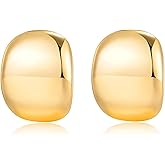 Canboer Big Chunky Gold Earrings Trendy Statement Drop Earrings Hypoallergenic Vintage Wavy Button Earrings Jewelry Gift for Women