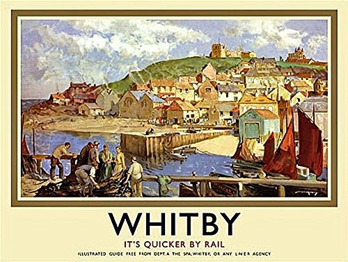 Whitby Quicker By Rail (ls) (old railway advert) small steel sign 200mm x 150mm (og)