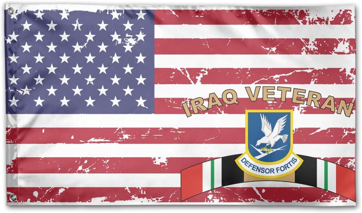 Eriesy Eco-Friendly Family Flag Garden Flag Party Flag,USAF Defensor Fortis Iraq Veteran Family Flag Garden Flag Party Flag 100% Polyester Fiber Garden Flag