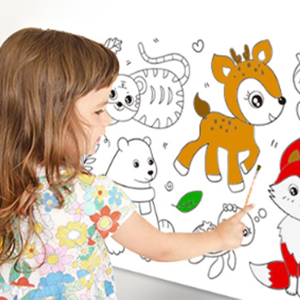 Violotoris 3pcs Childrens Drawing Roll, Colouring Roll for Kids, Paper Roll for Kids Toddlers DIY Cut and Paste Color Filling Paper for Girls and Boys (Animal World+Dinosaur+Digital/Letters)