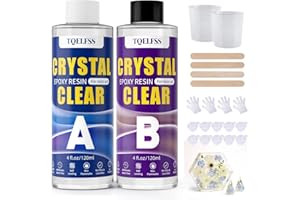 TQELFSS Epoxy Resin 8 OZ, Clear Epoxy Resin Kit, Fast Curing, Self Leveling Epoxy Resin, No Yellowing Casting Resin for Flowe