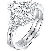 Jaransheti Moissanite Engagement Ring Set For Women 18 K White Glod Plated S925 Sterling Silver Vintage Petals Leaves Women Ring Jewelry Gift