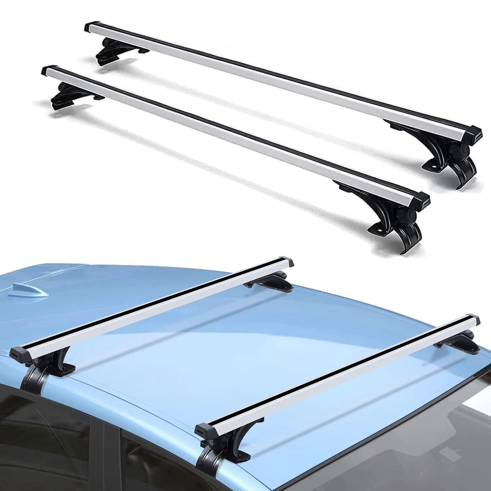 Photo 1 of ***(used/ unknown if missing parts)***TeqHome Universal Roof Rack Adjustable 48" Cross Bars, Upgraded Aluminum Alloy Car Roof Rack Carrier Holders Brackets, for Ski Luggage Rack Kayak Bike Canoe Snowboard Cargo Basket 165LB/75KG Capacity