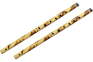 Decorative Traditional Handmade Wooden Bamboo Flute Basuri Indian Musical Instrument for gifting and Decoration (Set of 2)