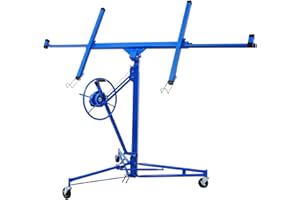 FTOPBTB 11 FT Drywall Lift Panel, Sheetrock Lift Drywall Lift, Adjustable Telescopic Arm, Drywall Lifting Construction Tools & 3 Lockable Wheels, 150lb Weight Capacity Panel Hoist Jack (Blue, 11FT)