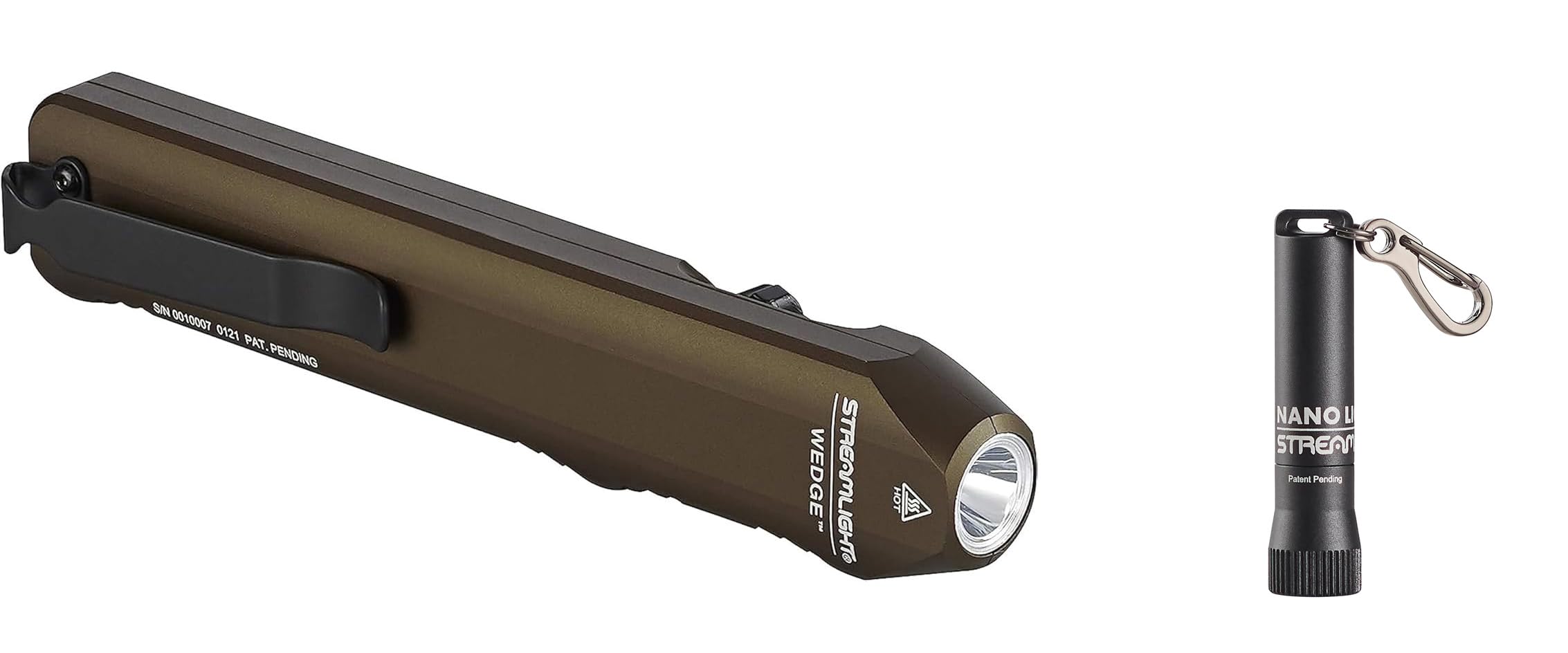 Streamlight Bundle of 88811 Wedge 300-Lumen Flat Everyday Carry Flashlight, Coyote 73020 Nano Light II 20-Lumens Miniature Keychain LED Flashlight with AAAA Alkaline Battery, Black Image