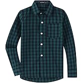 Spring&Gege Boys' Long Sleeve Plaid Poplin Button Down Shirt