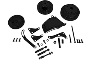 Prefer Warehouse Complete Black Steel V-Belt 2 Groove Long Water Pump Crank Pulleys with Alternator & Power Steering Brackets