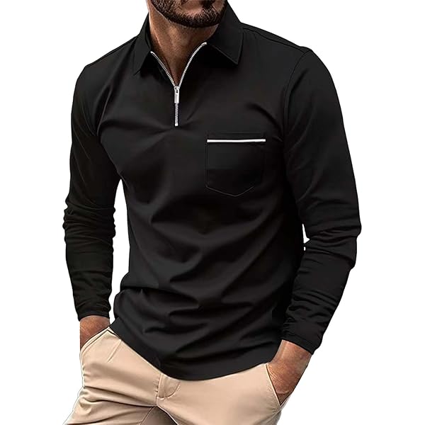 Amazon.com: GOKKILRW Zipper Polo Shirts for Men Casual