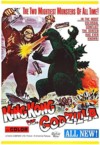 CoolPrintsUK King Kong vs Godzilla Poster Vibrant Premium Glossy Movie Poster Various Sizes (A1 Size 33.1 x 23.4 Inch / 841 x 594 mm)
